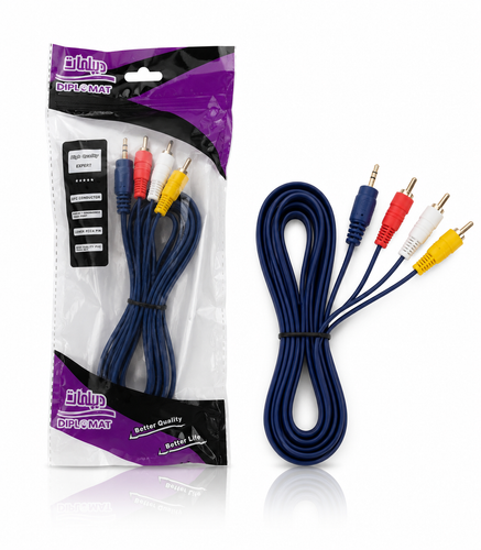 کابل تبدیل ۳ به 1 AV دیپلمات مدل 3RCA به AUX 3.5mm