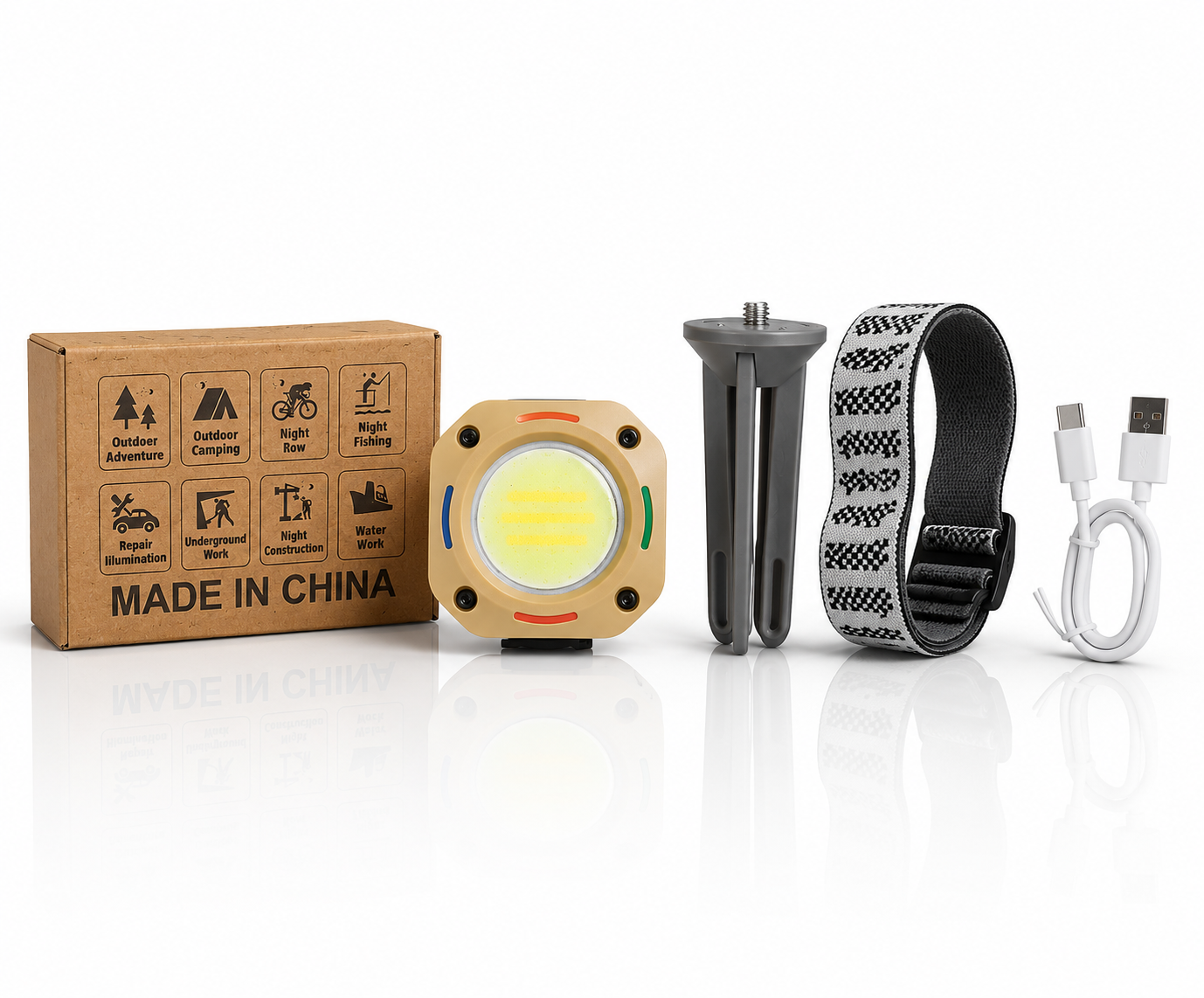 چراغ پیشانی شارژی COB چندکاره مدل HEADLAMP