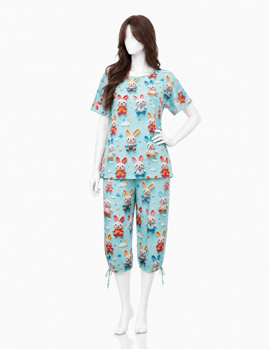 ست بلوز و شلوارک نخی